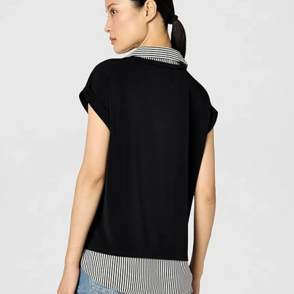 Adrianna Papell Womens Solid Knit Twofer with Printed Woven Combo Pull on size M - Picture 10 of 10